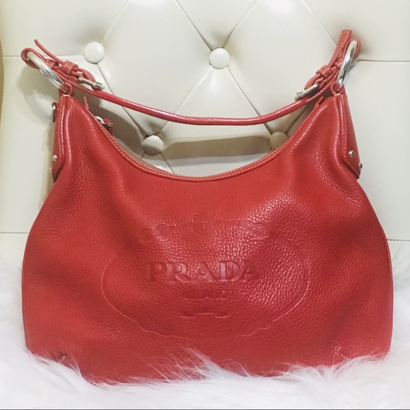 prada embossed logo handbag